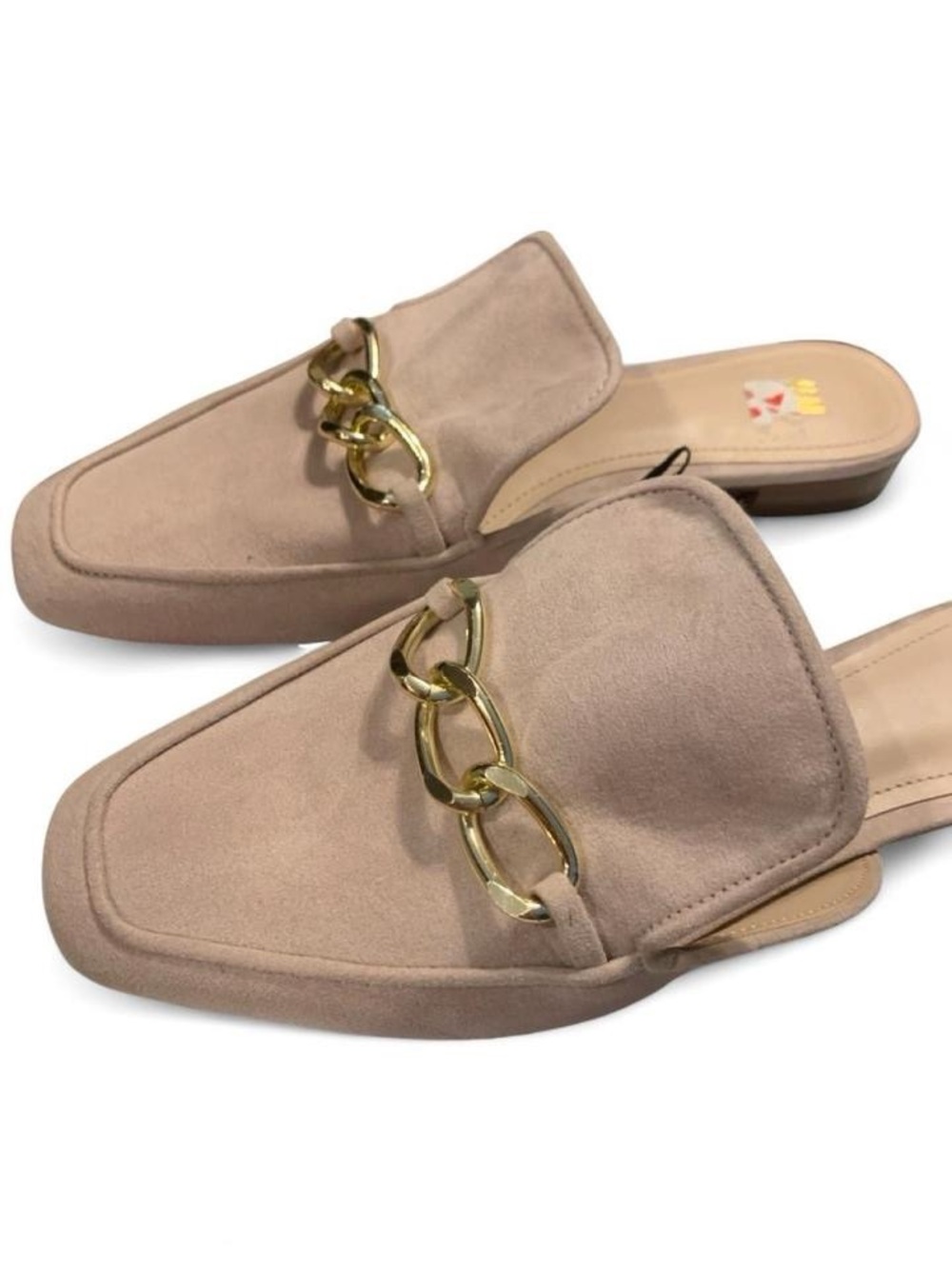 H&M suede Chain-Trim Slip-On Mules - Taupe
